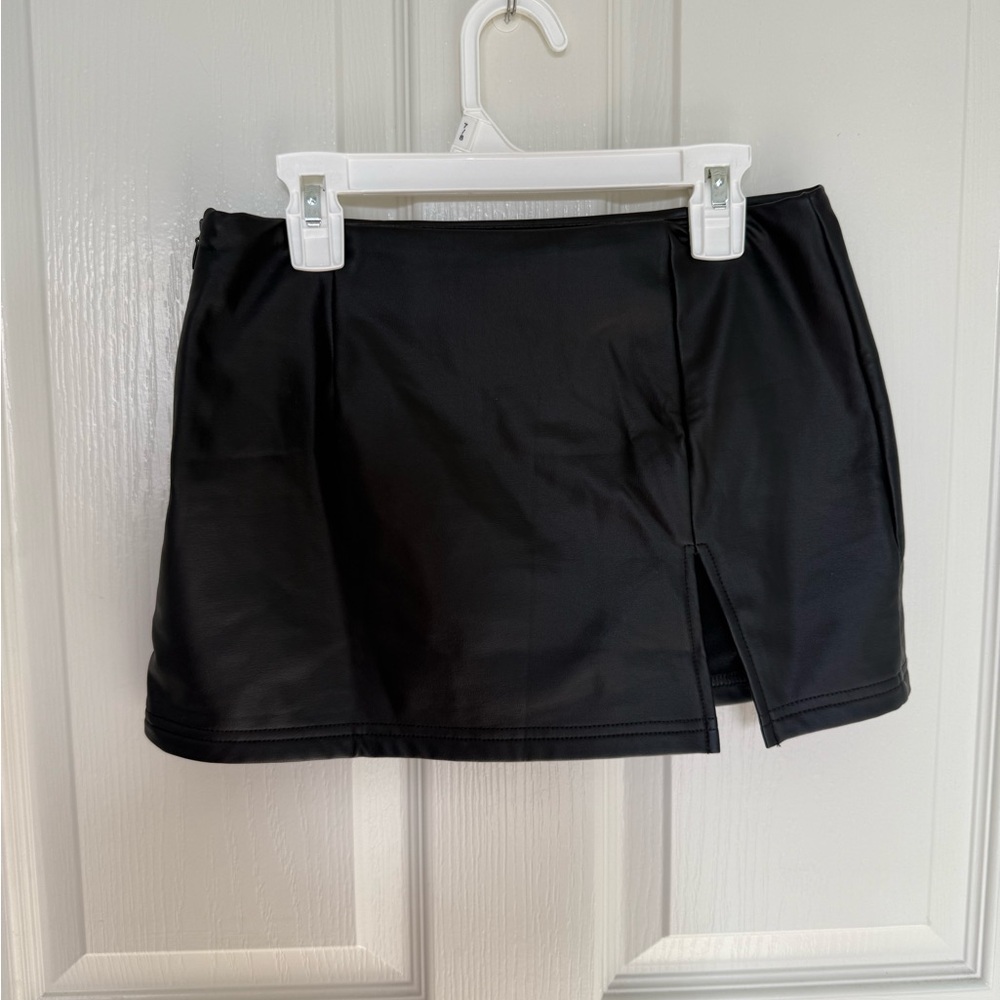 SHEIN Black Leather Mini Skirt